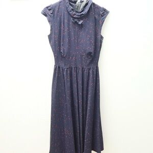 Stop Staring! Alicia Estrada Navy Red Polka Dot Midi Dress